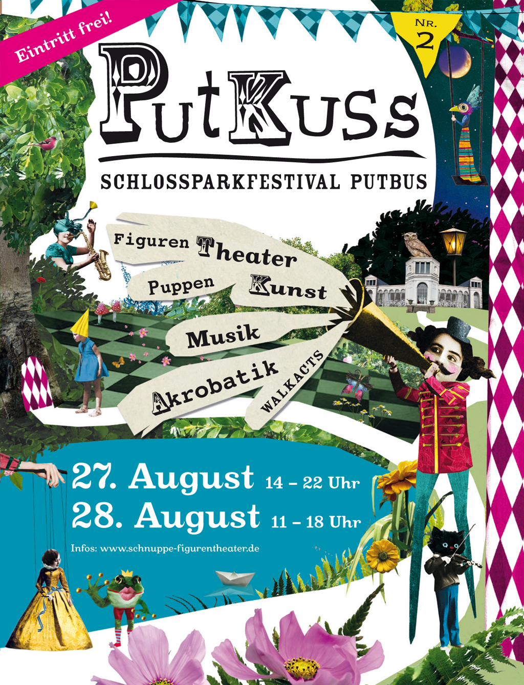 PutKuss Schlossparkfestival in Putbus 27. August 14 – 22 Uhr und 28. August 11 – 18 Uhr